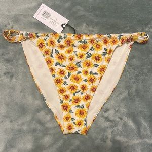WeWoreWhat White Yellow Floral Tie-Side Bikini Bottoms